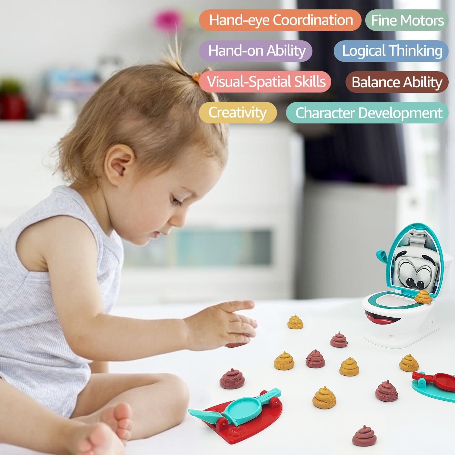Anemeeoke Poop Family Game – Funny Shooting – Fast and Medium, White