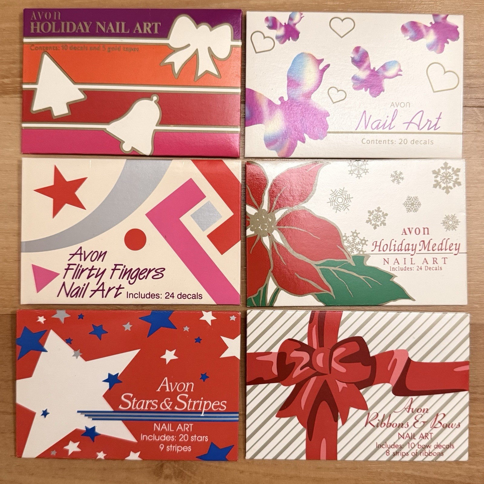 Vintage Avon Nail Art Decals Stickers Lot of 6 Packs Holiday Stars Butterfly New