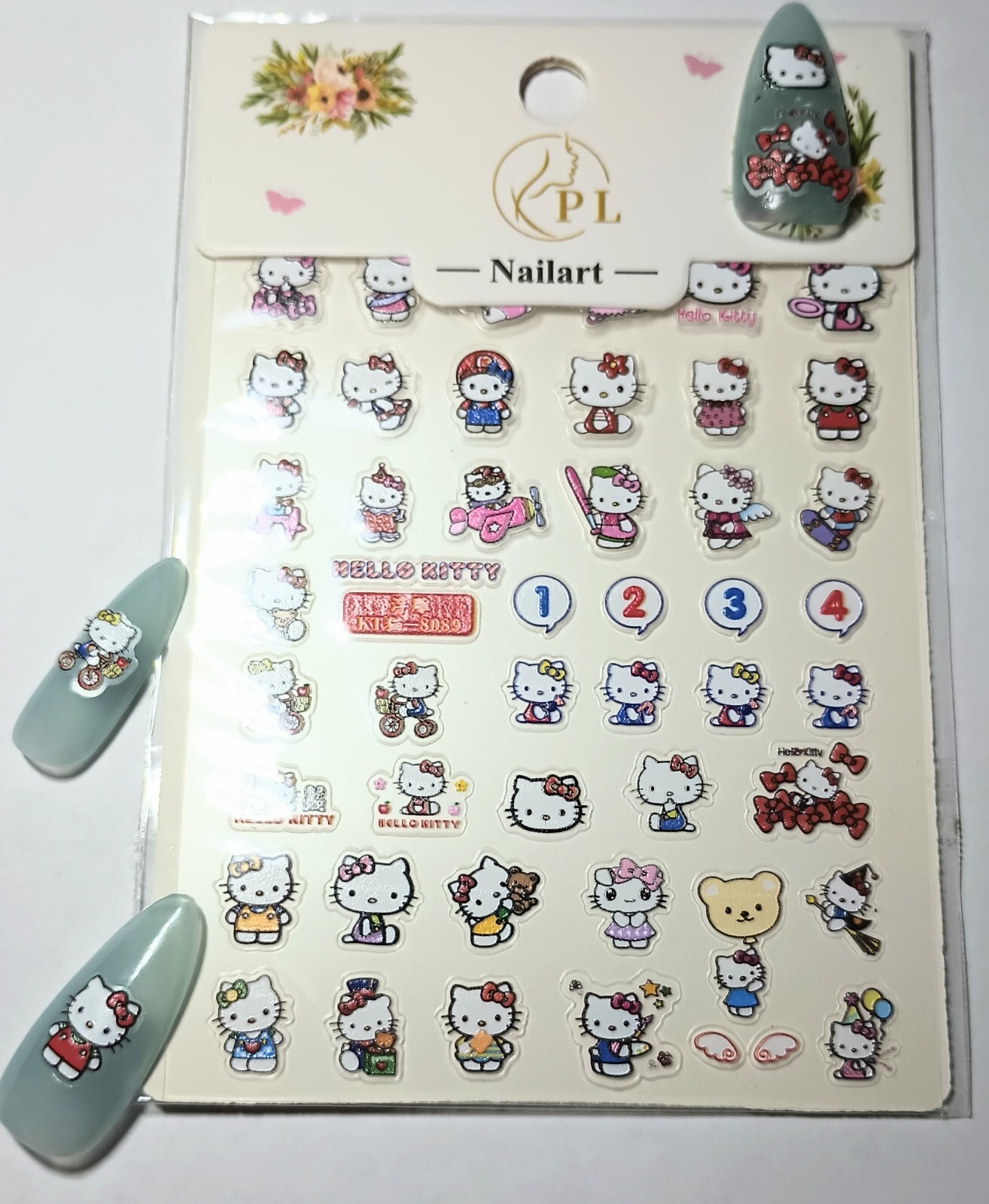Hello Kitty 5D Art Nails Stickers Women Girls Nail Art Decoration DIY