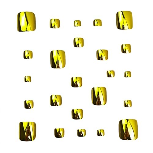 Gold Press On Toenails Metal Chrome Toe Nail Press Ons – 18 Gold Toenails