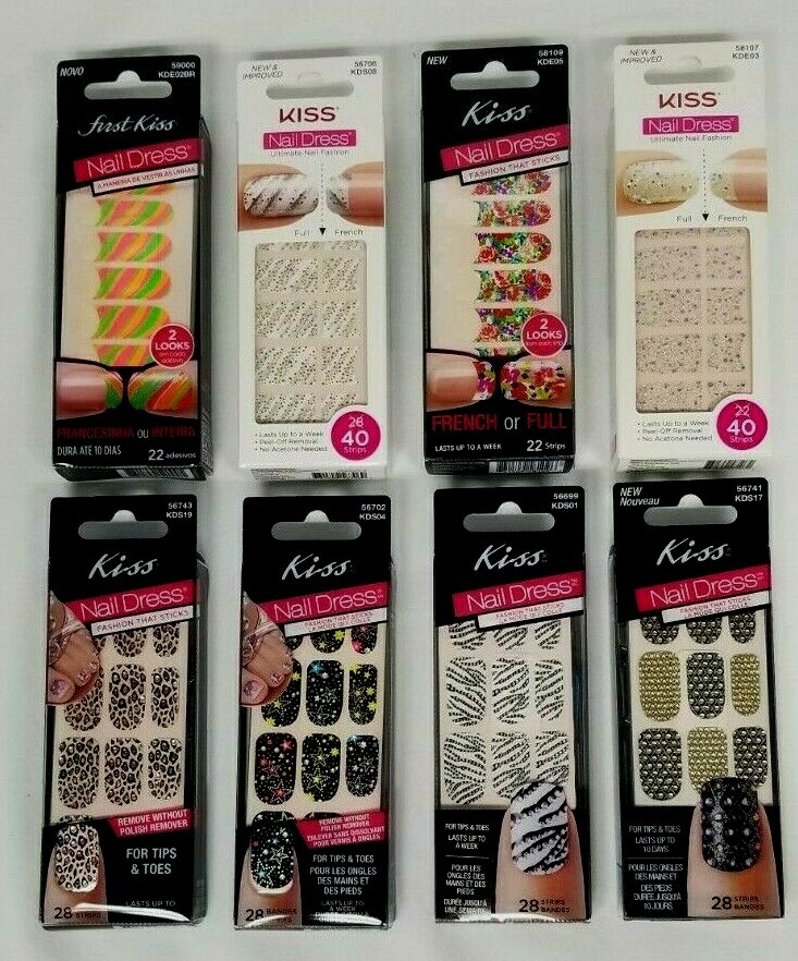 Kiss Nail Dress Polish Strips Applique Apps Stickers Wrap (6 pack- Random Mix)