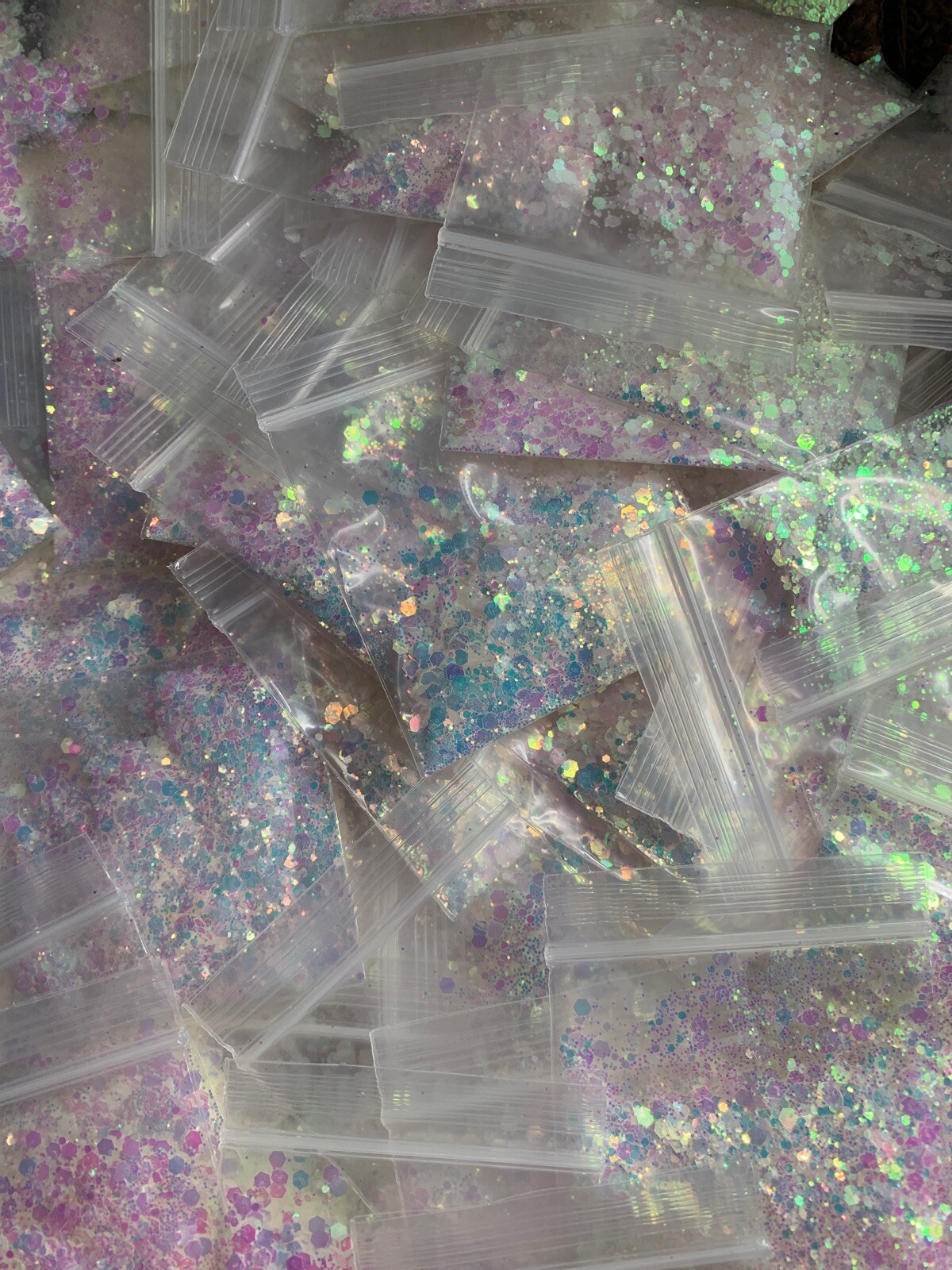 Holographic Iridescent Hexagon Mix Size Glitter | 1 TSP | Gel Nail Art & Acrylic
