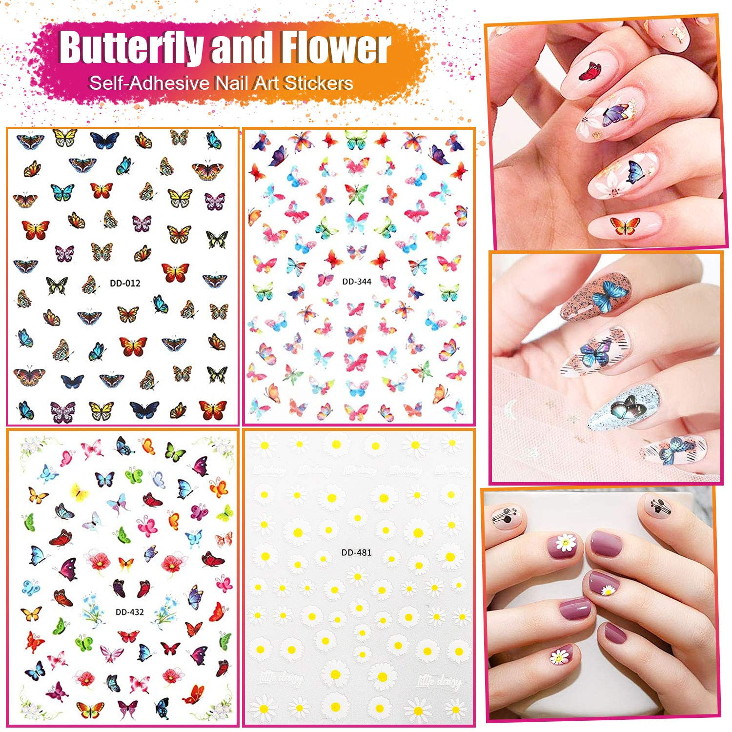 Nail Art Brushes Kit, 3D Decorations Kit with Dotting White