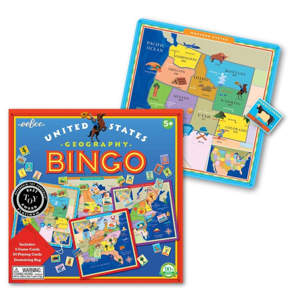 eeBoo: United States Geography Bingo Game, for 2 to 6 1 EA, Multicolor