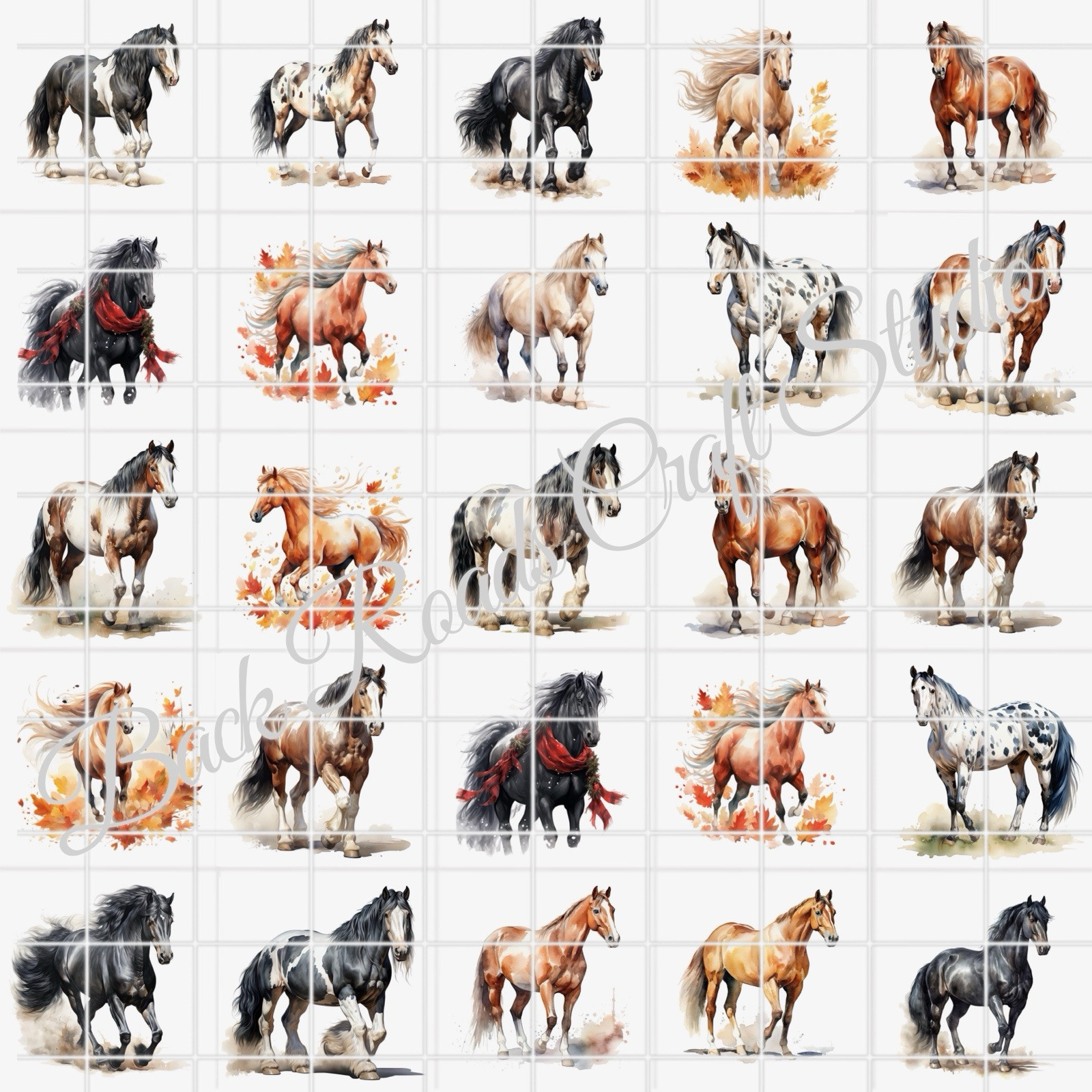 Horses Waterslide Decals Finger Nail, Instructions (set of 50) SS
