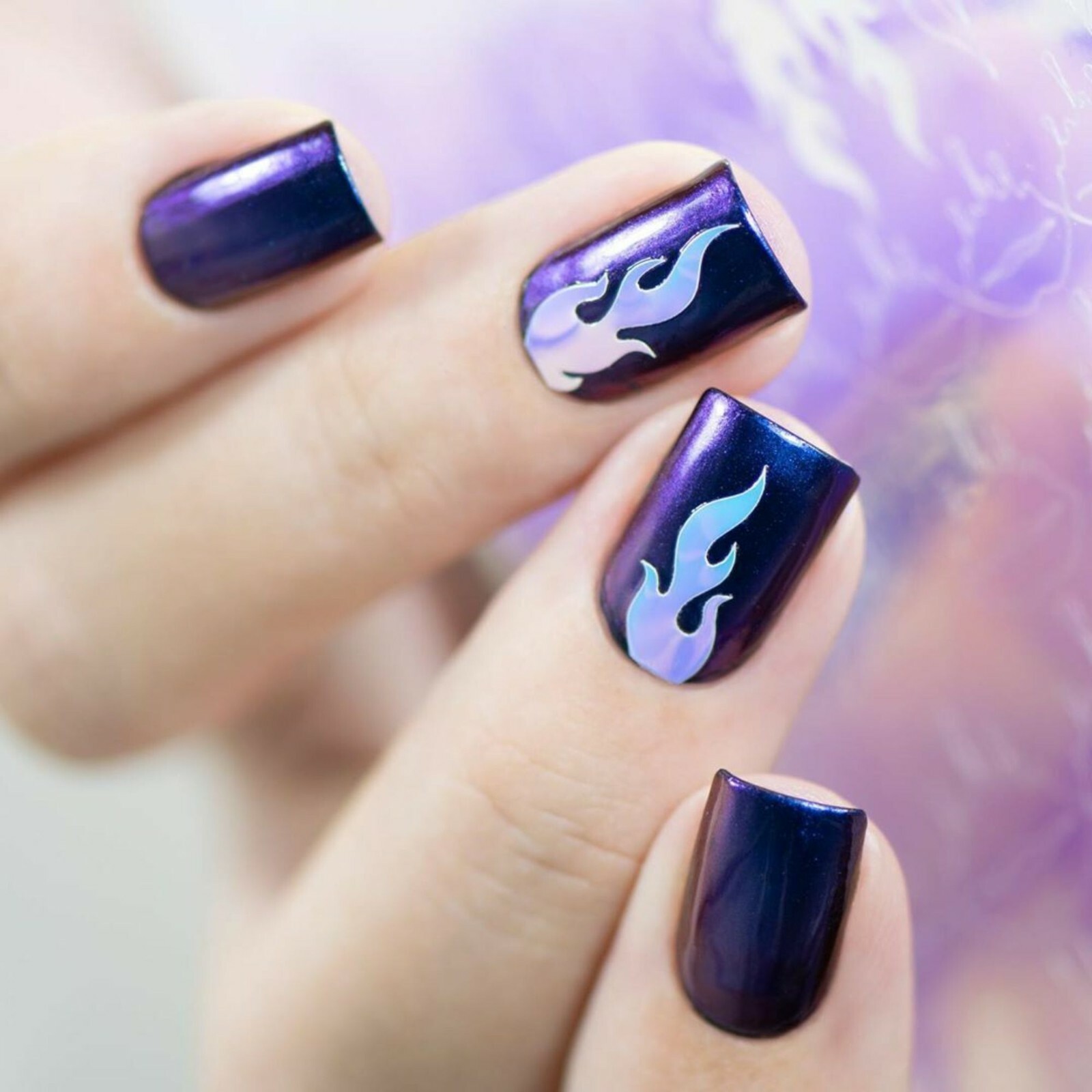 Dripping Flames Stickers (Blue) – Daily Charme Collaboration, Nail Stickers