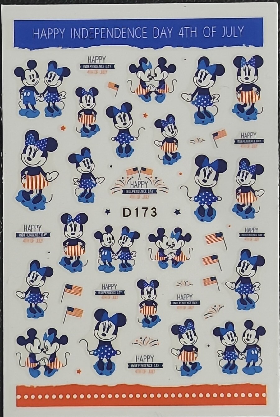 Mickey Mouse 4th of July Nail Art Stickers