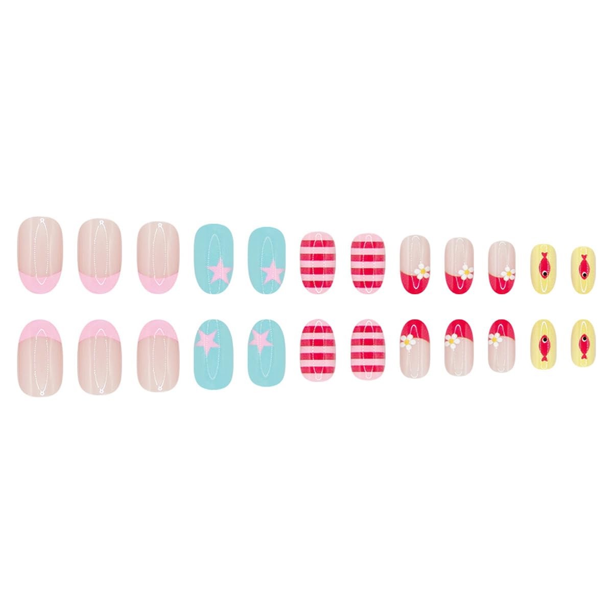 KASOICRA Short Oval French Tip Press On Nails XJXR6 Medium