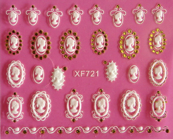 White Wrap Queen Rhinestone Lace 3D Nail Art Sticker Decal