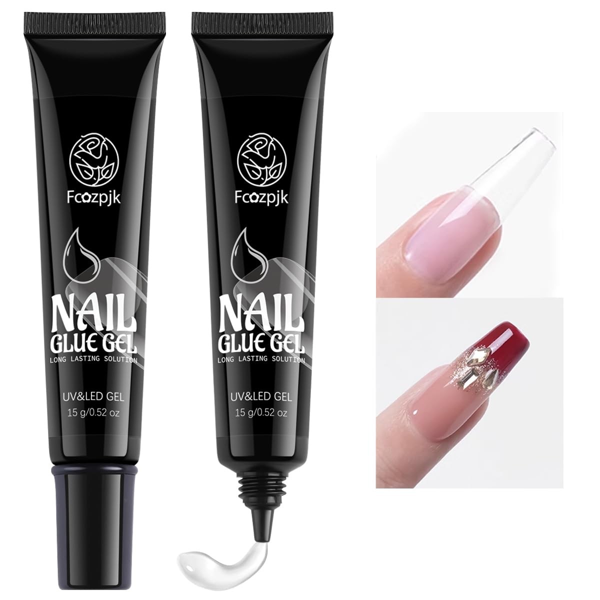 Strong Nail Glue Gel for Press-On Tips, 15ml – UV Light Curing Adhesive