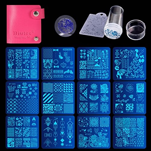 Nail Stamping Plates Set 12pcs Nail Plates 1stamper 1scraper 14 Piece Set
