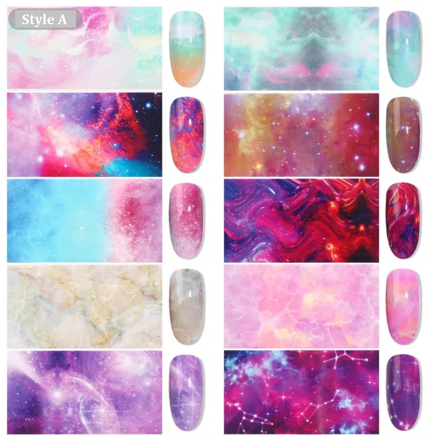 40 Styles 4x100cm Galaxy Meteor Star Transfer Foil Nail Art Sticker Manicure DIY