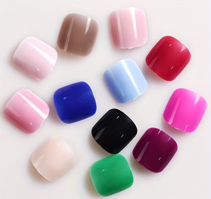 288Pcs Fake Press on Toenails Short Square. 12 Colors W Storage. Easy To Apply.