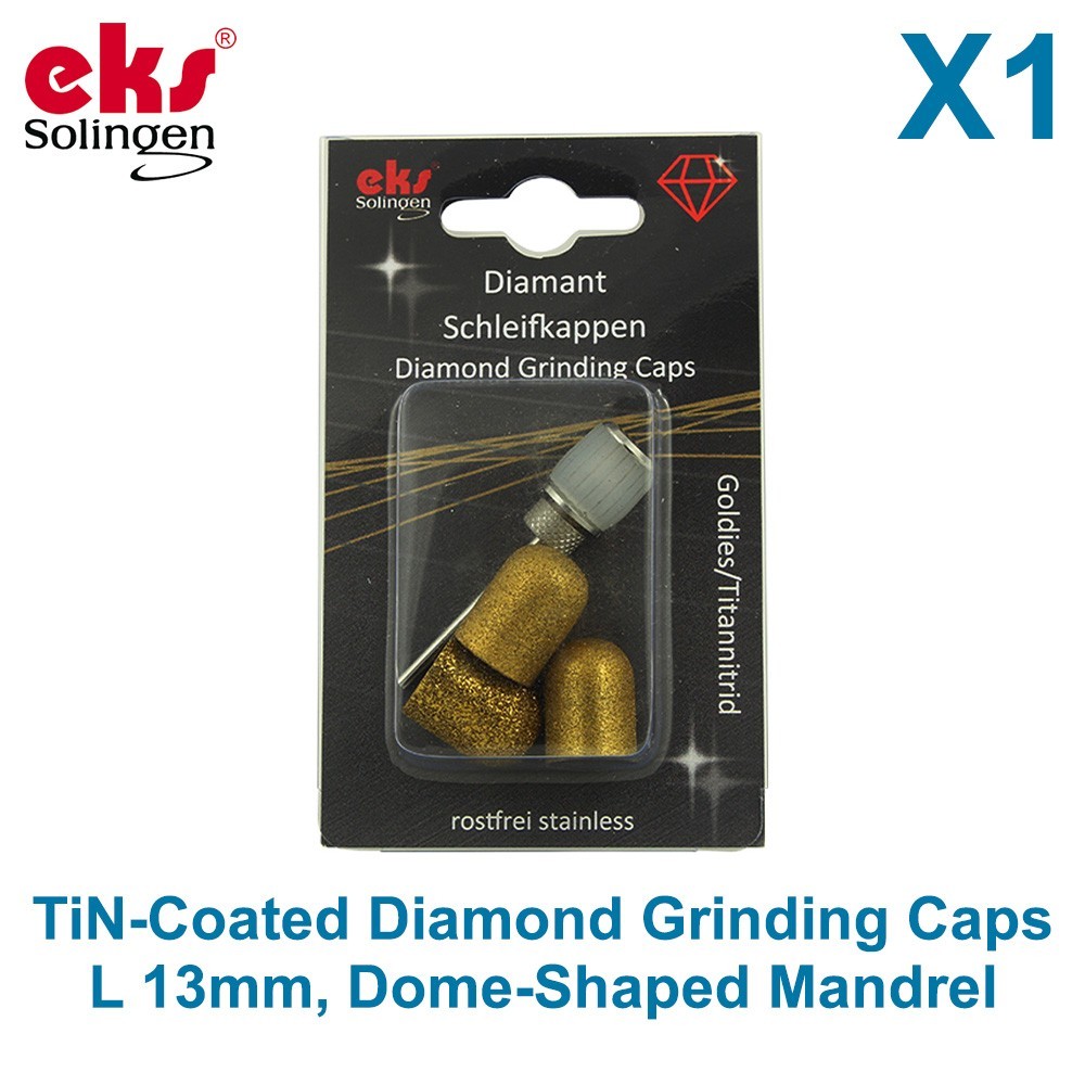 Diamond Sanding Dome Set Grinding Caps 13mm TiN Coating 3 Grit Levels Mandrel