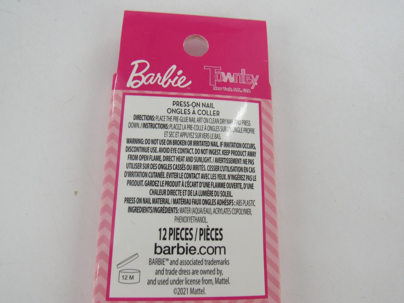 Barbie Press-On Nails Ages 6+ For Smaller Kids 12 Pieces: NEW