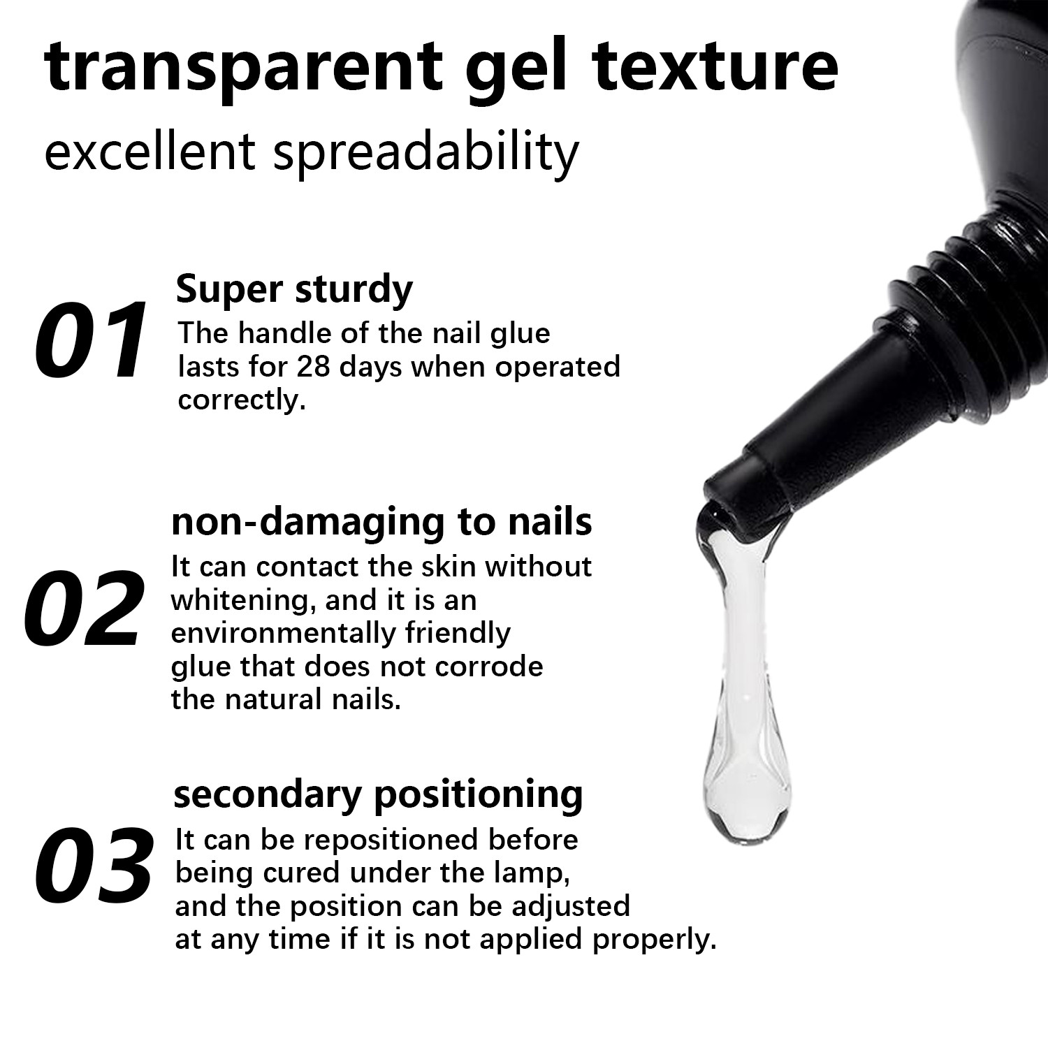 Gel Nail Glue, Solid Nails Glue Gel 2PCS 20g Lamp Curing Needed Soak Off GLUE St