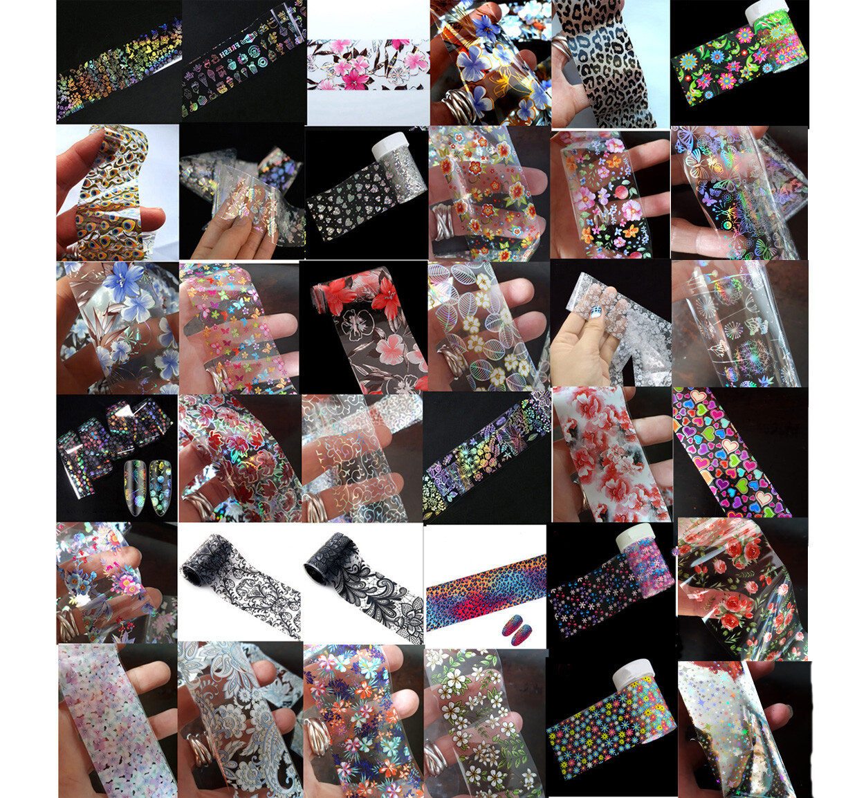 Transfer Foil For Nail Art Decoration Holo Flowers Feathers *Buy 3 Get 2 Free*