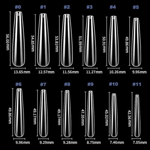 Gel 3XL Long No C Curve Nail Tips Pre-etching Full Cover Ballerina