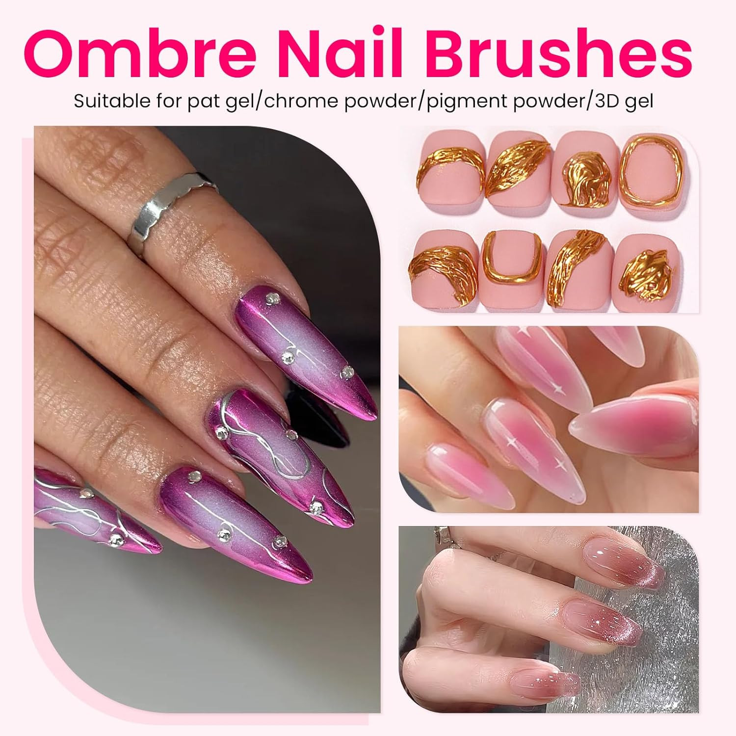 150 PCS Soft Nail Sponges for Ombre and Aura with Grabbing Pen Nail Art Brushes