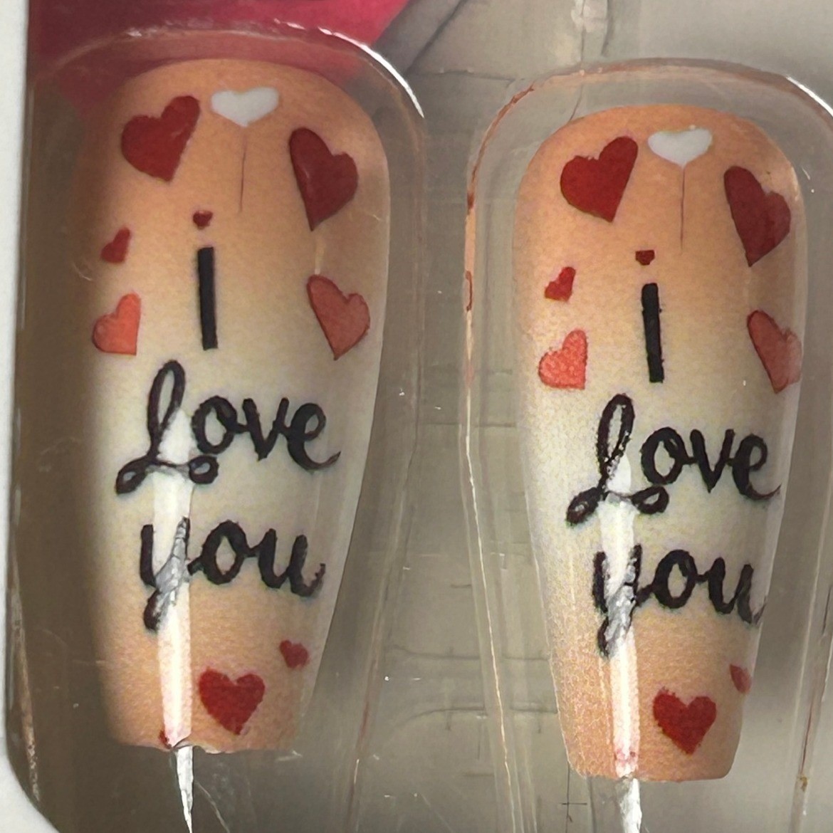 24Pc Glossy Heart Rose Press On Nails Coffin Ballerina Full Cover Reusable