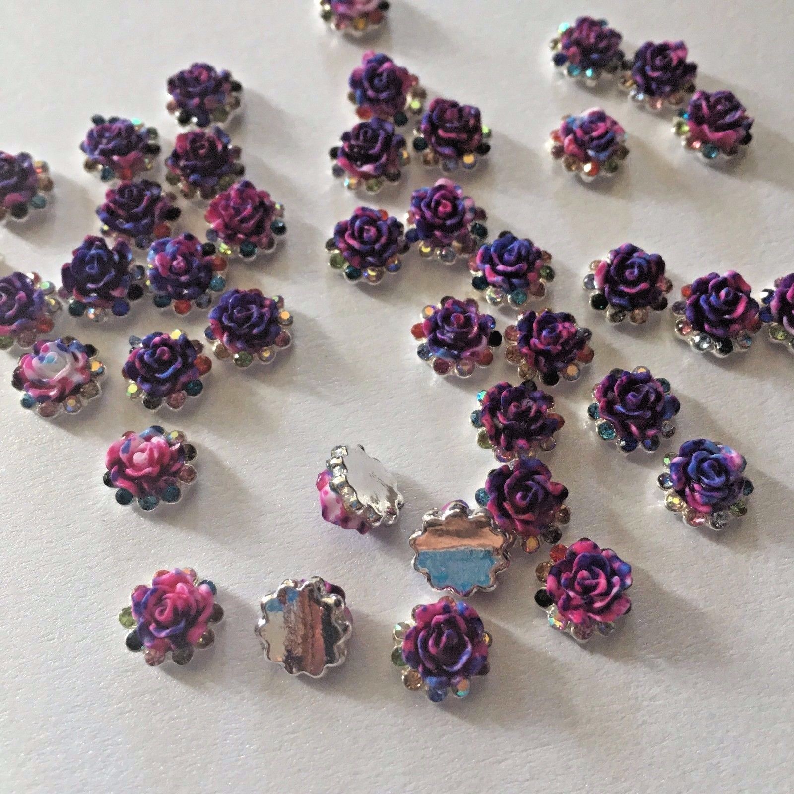 RESIN FLOWERS CRYSTAL RHINESTONES NAIL ART DECORATION 3D CHARM GEMS ACRYLIC STUD