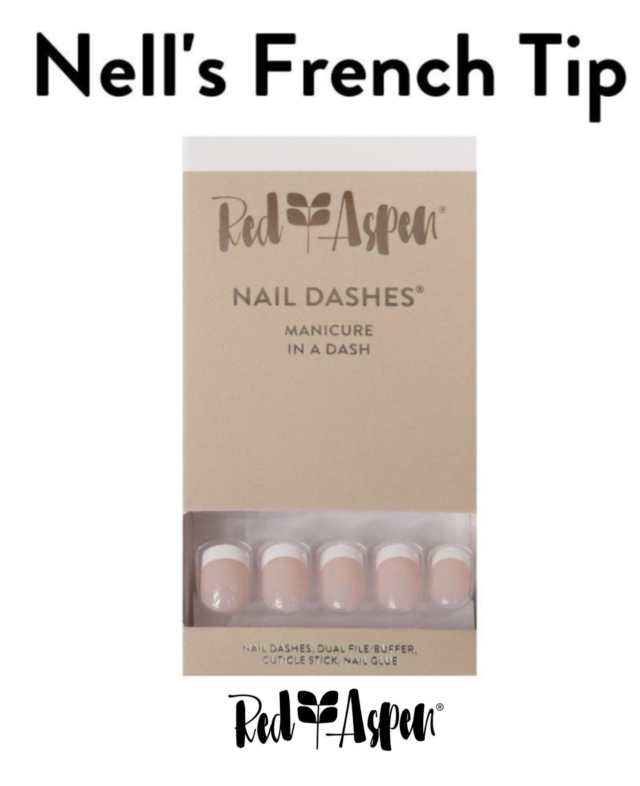 RED ASPEN Nail Dashes Short Square NELL’S FRENCH TIP Manicure B6n