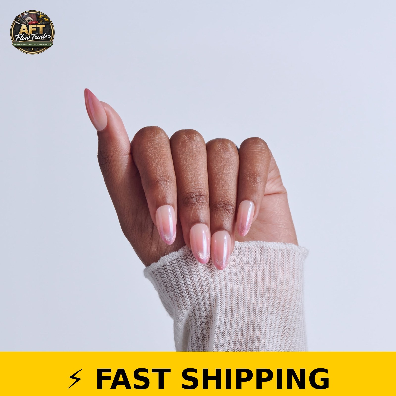 Kiss Glam Press On Nails Almond ‘Stardust Wonder’ Pink Medium 32 Count