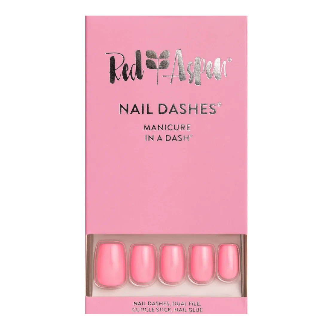 Red Aspen Press On Nails- Blush and Bubbly, Bibiana-Short Coffin Pink