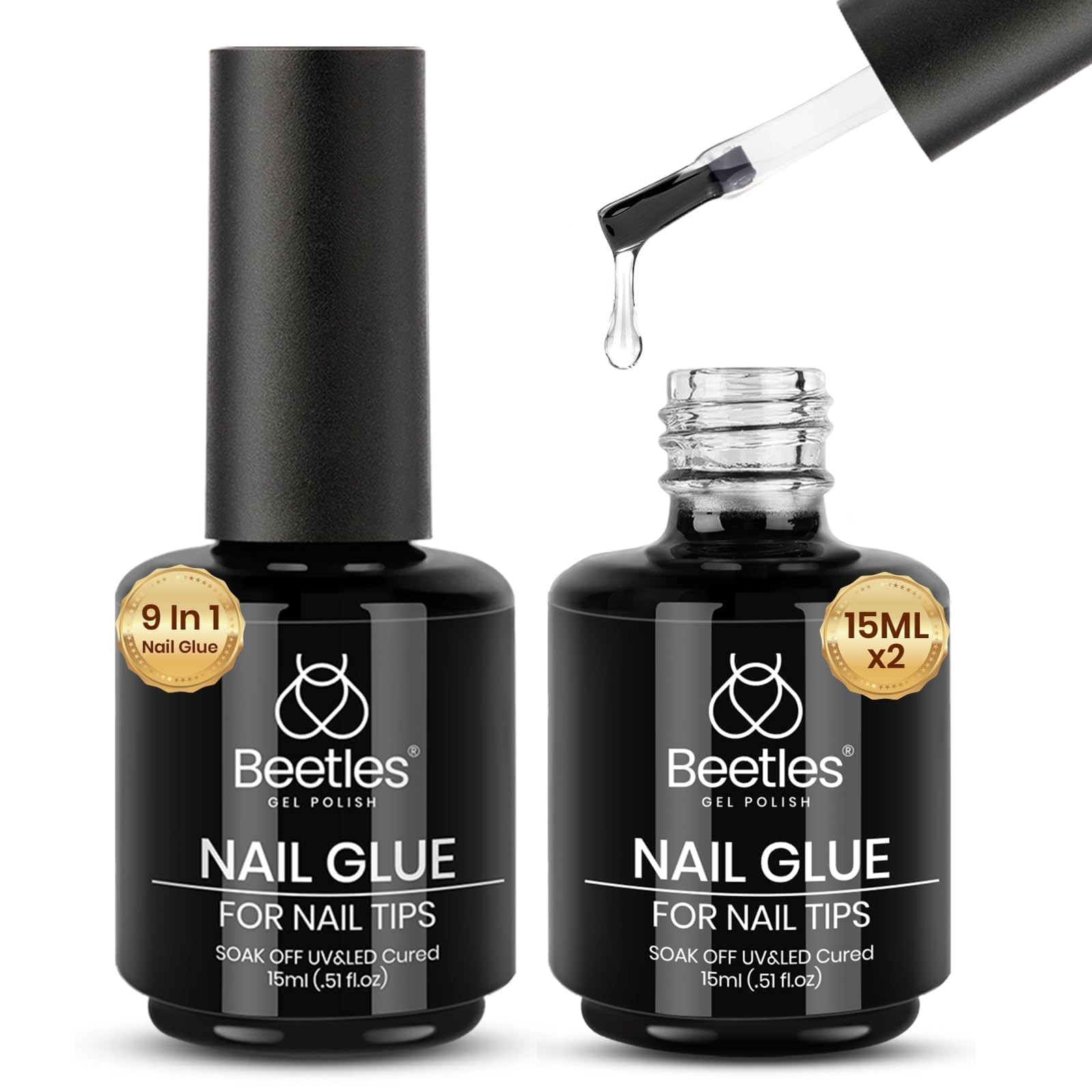 Beetles 9-in-1 Gel Nail Kit: Glue, Base, Blooming Gel & Tips – Long Lasting!