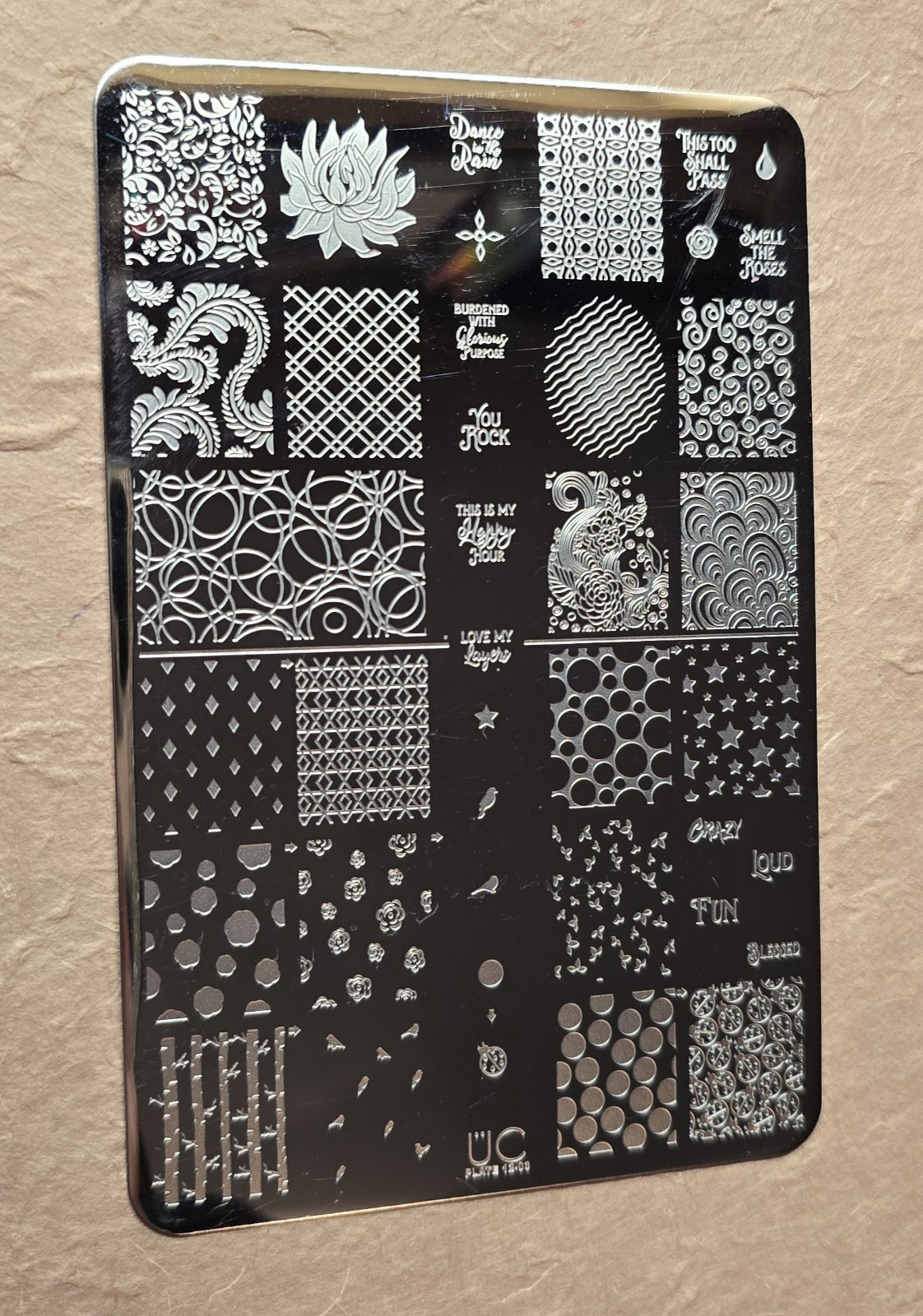 UBER CHIC UC 12-03 Nail Stamp Plate UberChic Floral Geometric Love Dance Swirl