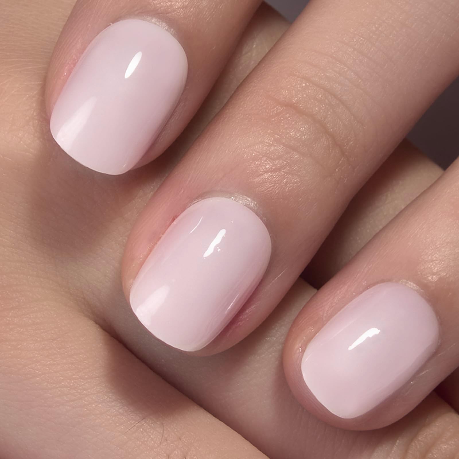 30 Milky White Short Square Press On Nails Glossy Nude Acrylic Fake Design