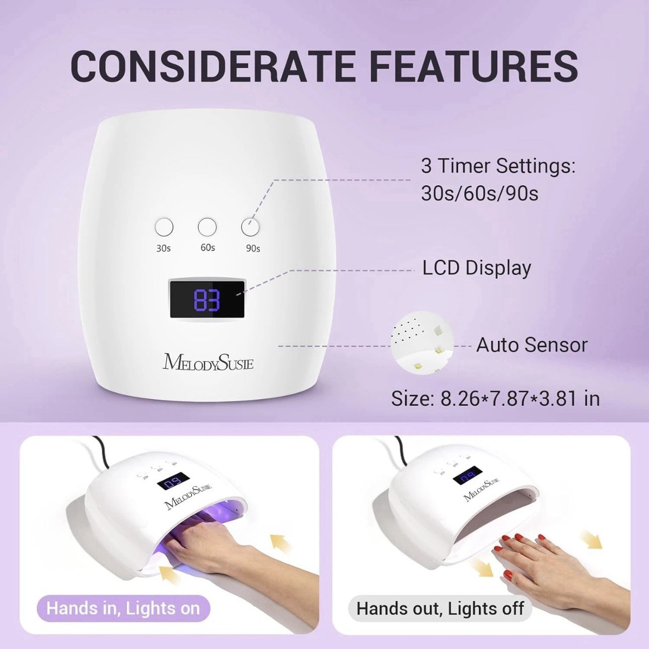 MelodySusie Nail Dust Collector And UV Nail Lamp Combo