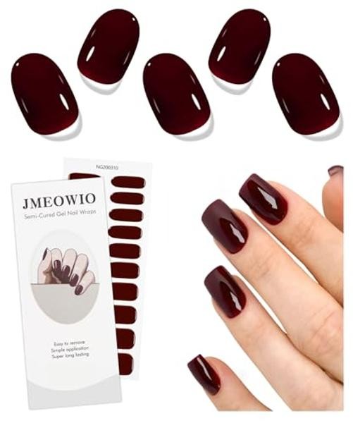 Semi Cured Gel Strips Nail Art Sticker Wrap Wine Red