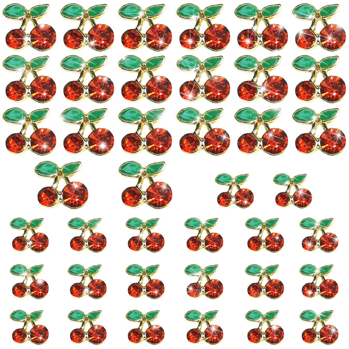 40 Pcs 3D Cherry Nail Charms Rhinestones for Jewelry Making & DIY Manicure