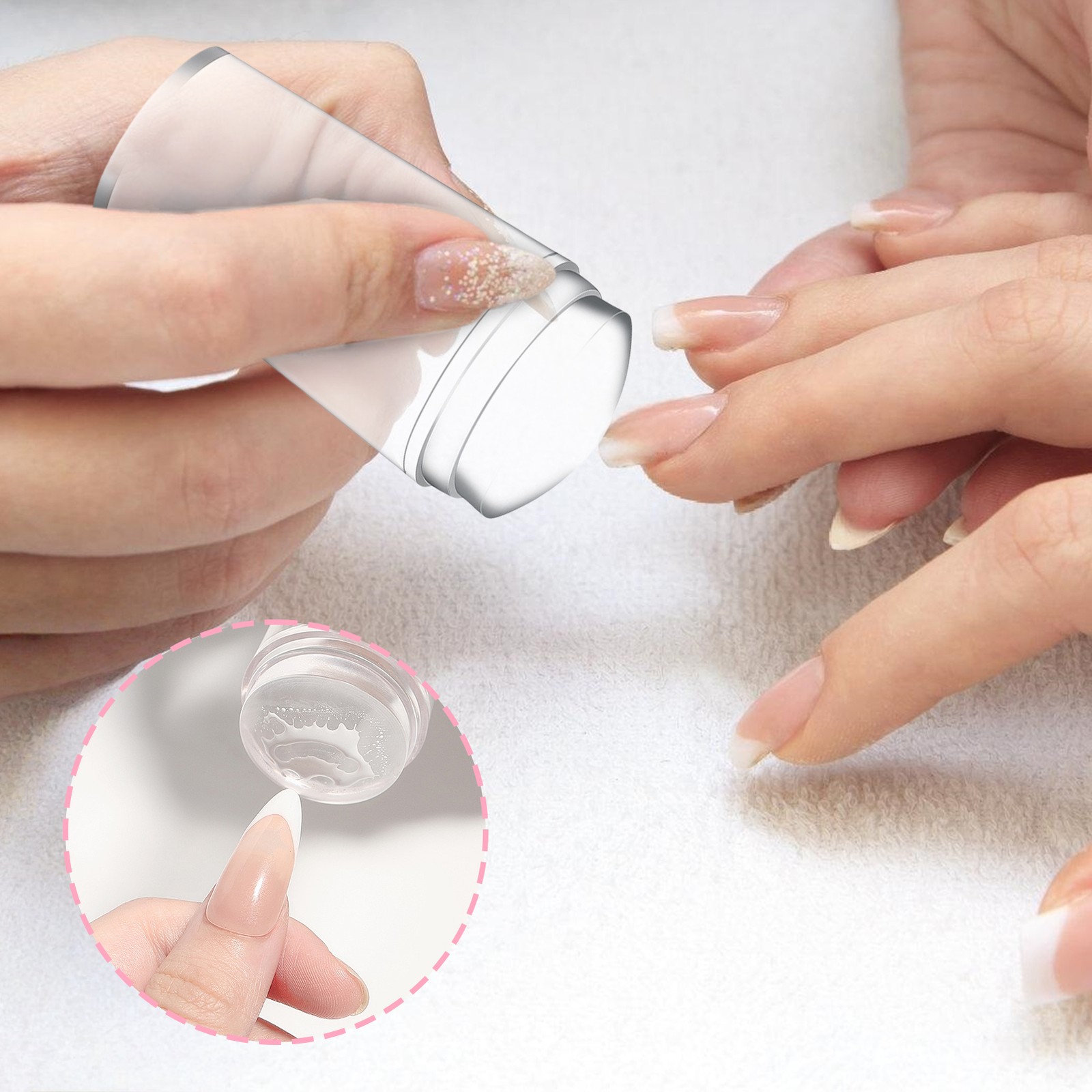 Silicone Head Nail Stamp Set with Scraper French Nail Art Template DIY Tool Lot
