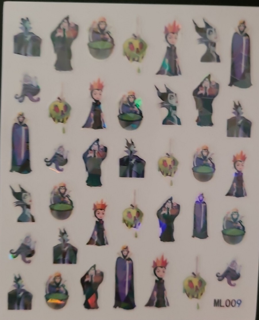 Malecifent Reflective Halloween Nail Art Stickers.