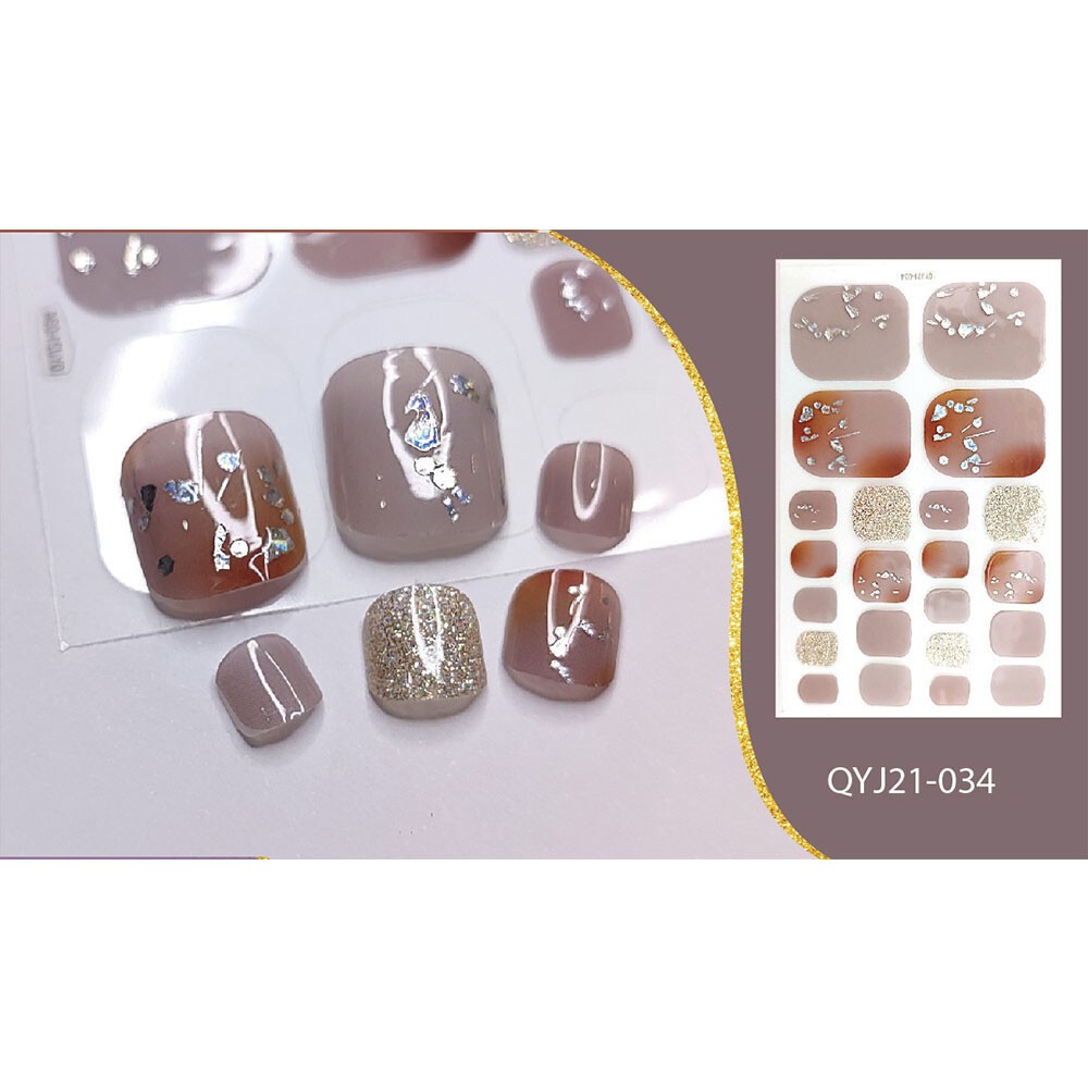 22 Tips Nail Art Glitter Flower Toe Nail Wraps Full Cover Polish Foot Stickers ✔