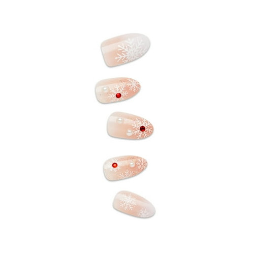 KISS imPRESS Holiday Press on Nails, Timeless Carols, Beige, Medium Almond