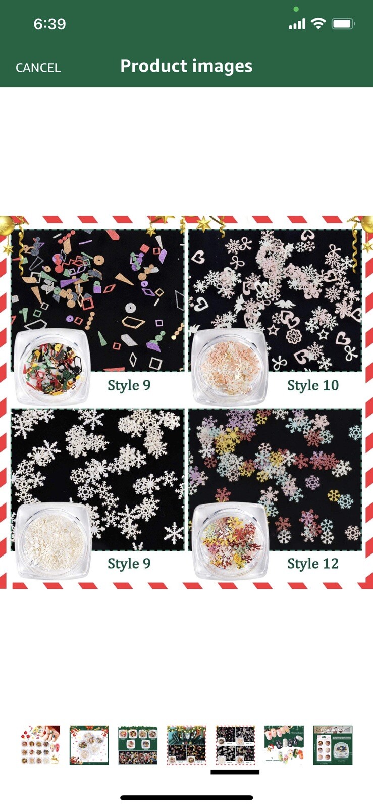 Kalolary-12 boxes Christmas Sequins Nail art Decals AND Goody Scrunchie Pink