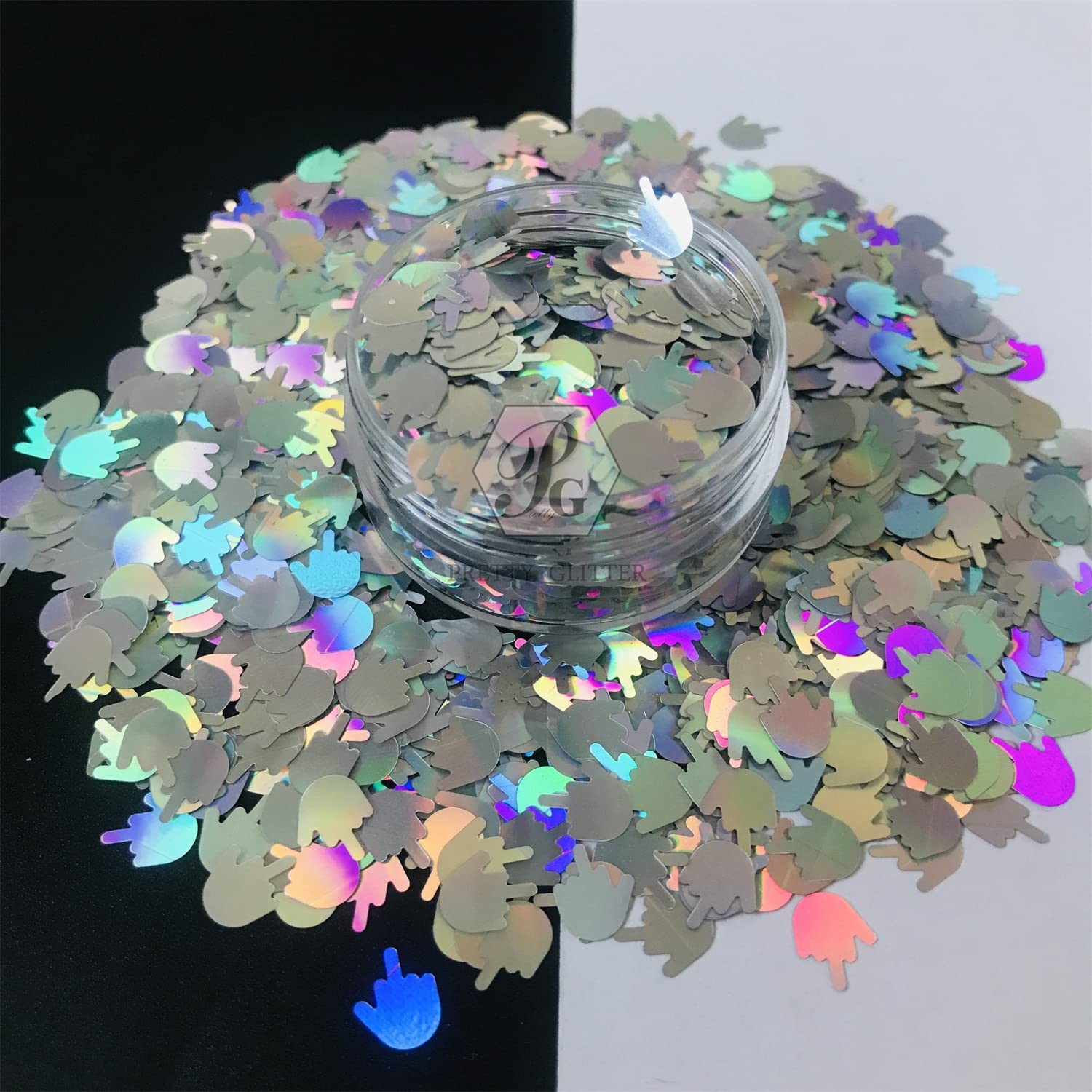 10 Grams/Pack – Sliver Middle Finger Gestures Glitter – Festival Rave Beauty …