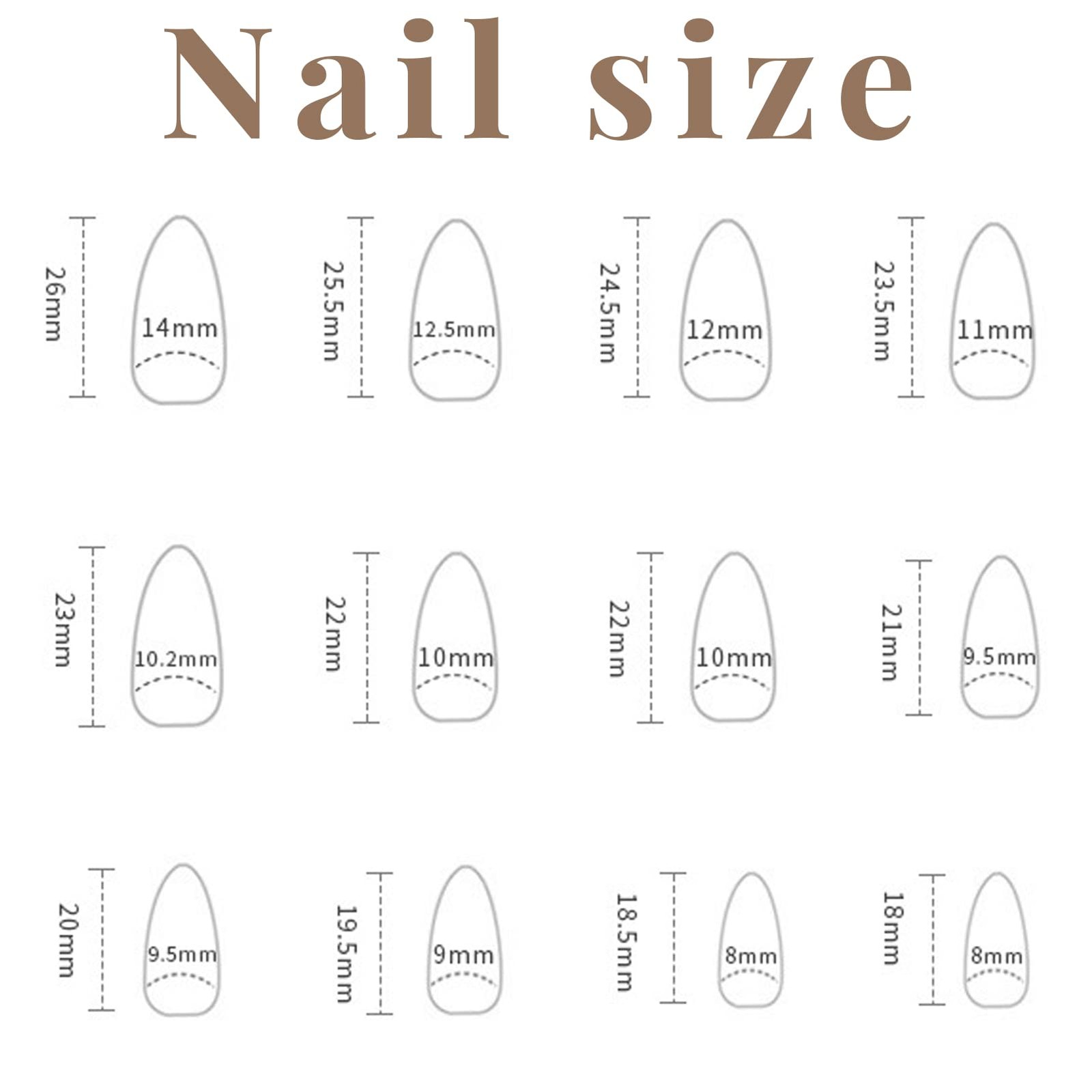 Almond Press on Nails Short Dark 0.04 Fl Oz (Pack of 24), almond style-15
