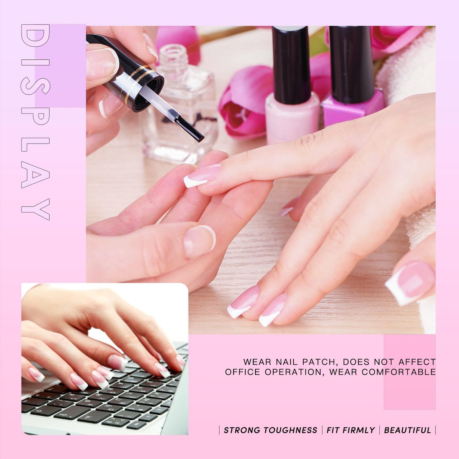 French Nail Tips 120 PCS Short Acrylic Clear & White 12 Sizes Press On Nails