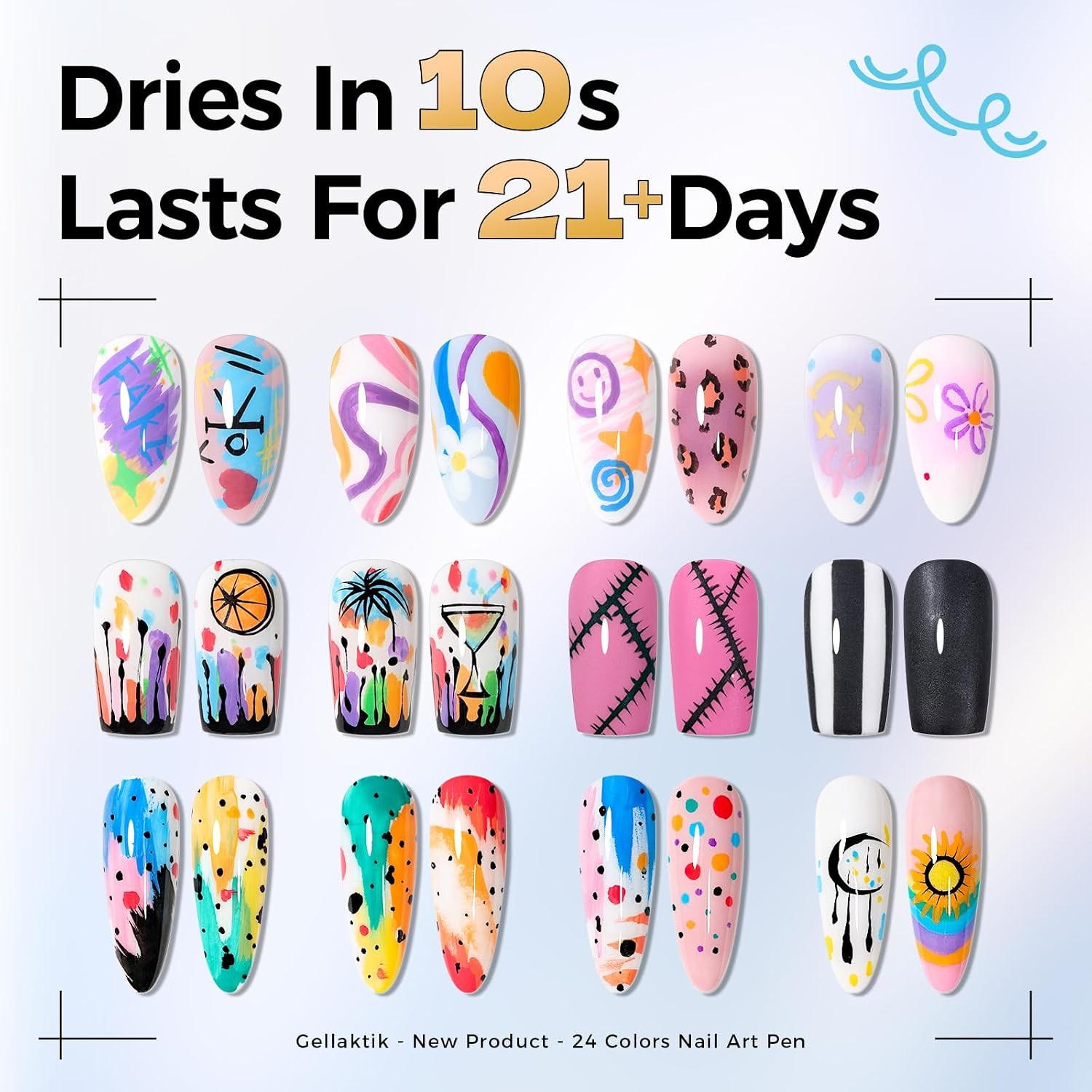 Nail Art Pens,24 Colors 0.7Mm 3D Nail Markerpens for Women | Quick-Dryings, Nail