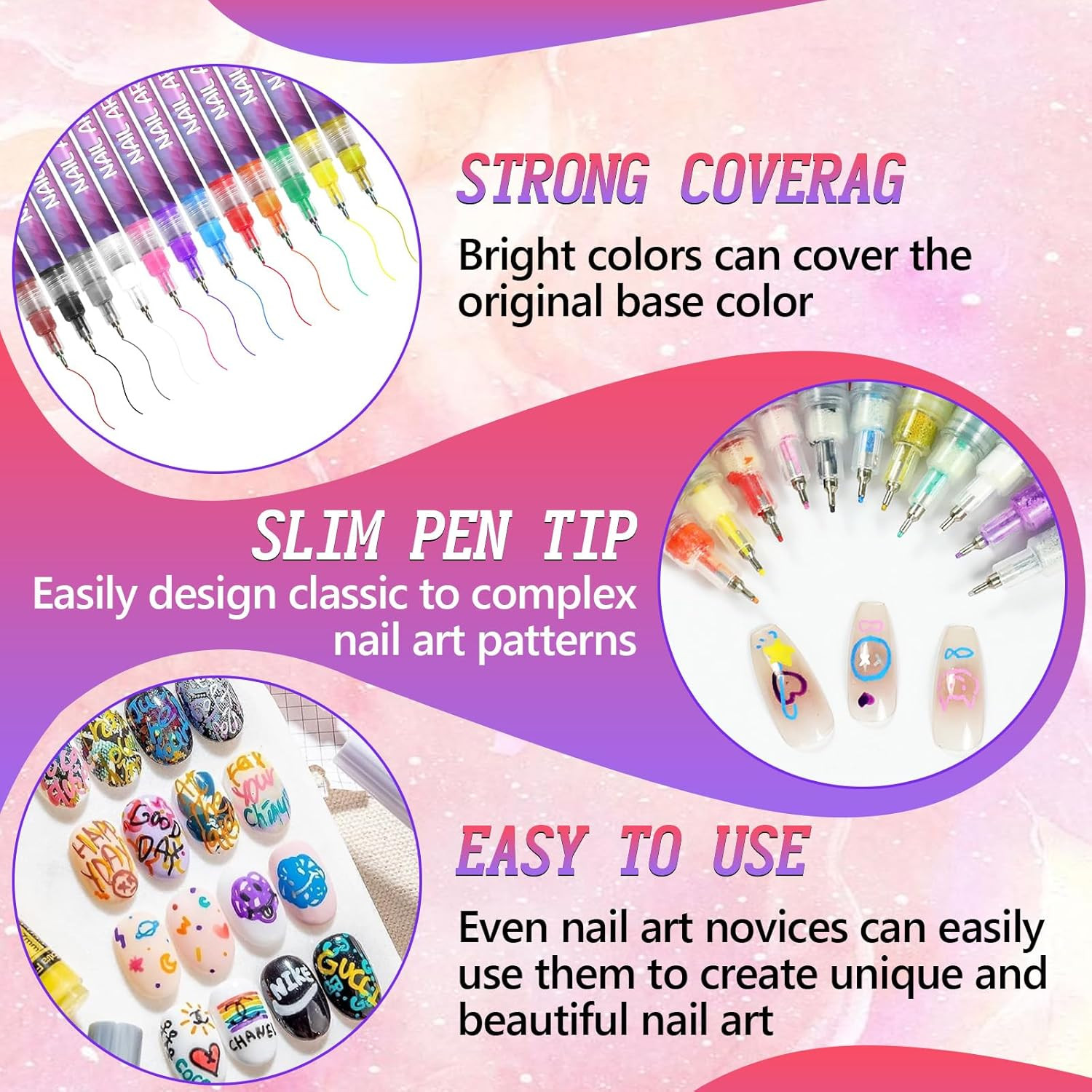 12-Color Nail Art Pen Set for Gel Nails – Quick Drying Markers and Liners