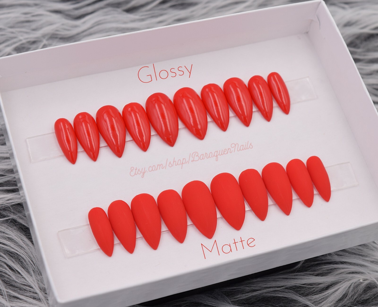 Vibrant Red Gel Nails Press On Nails Classic Cherry Red Fake Nail Matte or Gloss