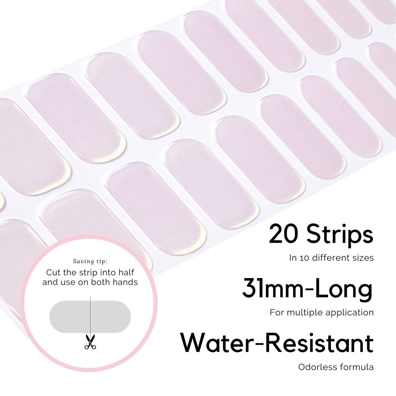 Semi Cured Gel Nail Strips 20 Pcs | Buy 2 Get 1 UV Lamp | Extra Long Nail Wra…
