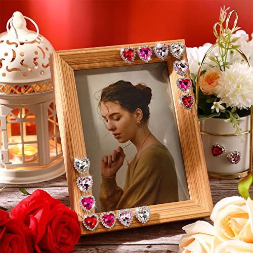 28 Pcs Heart Nail Charms Heart Rhinestones Heart Charms White, Red, Pink, Rose