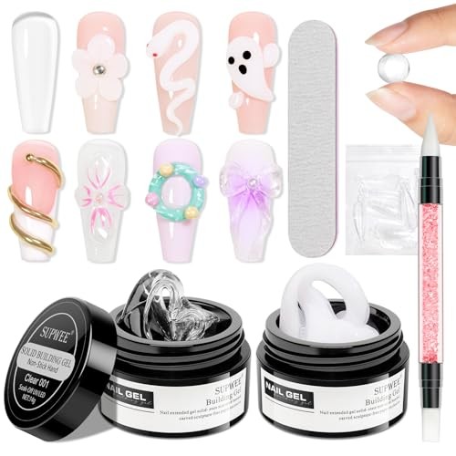 3D Nail Art Gel Clear and White Solid Builder Gel for Nails | Non Clear&White