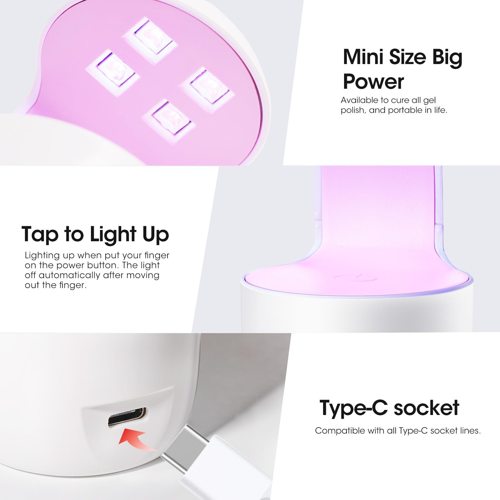 Solid Nail Glue Gel Kit – 8g Gel and 8w Mini UV Light LED Lamp for Cured Nail…