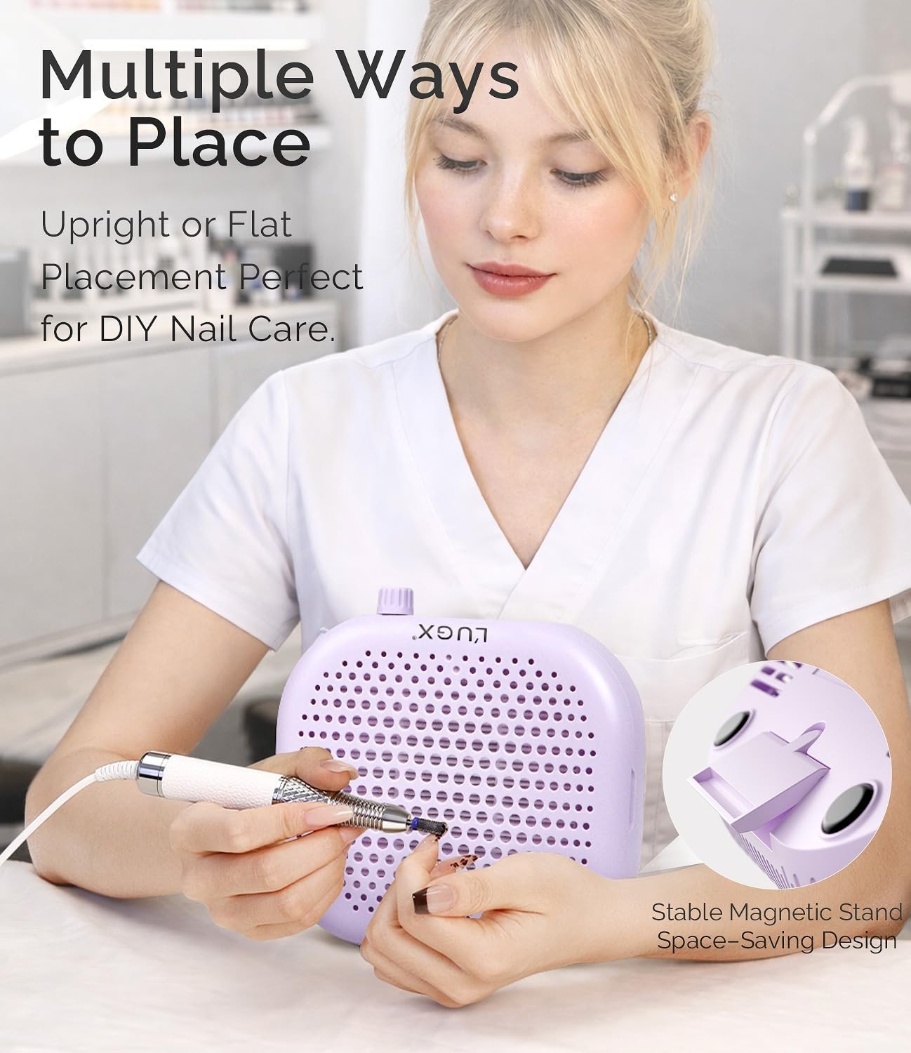Sleek Nail Dust Collector with Low Noise & Magnetic Cover – Salon & Home Use